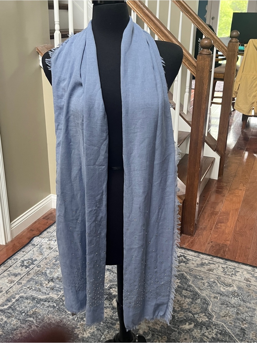 Lane Bryant Light Blue Embellished Scarf Wrap